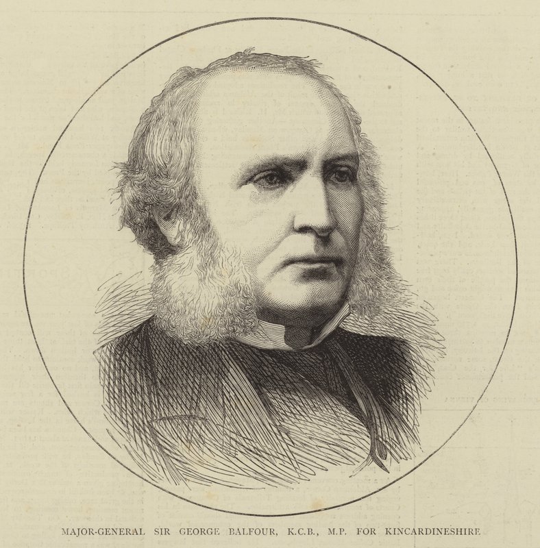 Tümgeneral Sir George Balfour, KCB, Kincardineshire Milletvekili (gravür) by English School