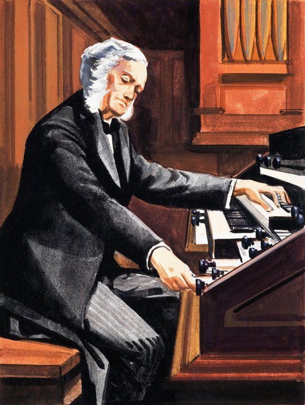 Organ oynayan adam by English School