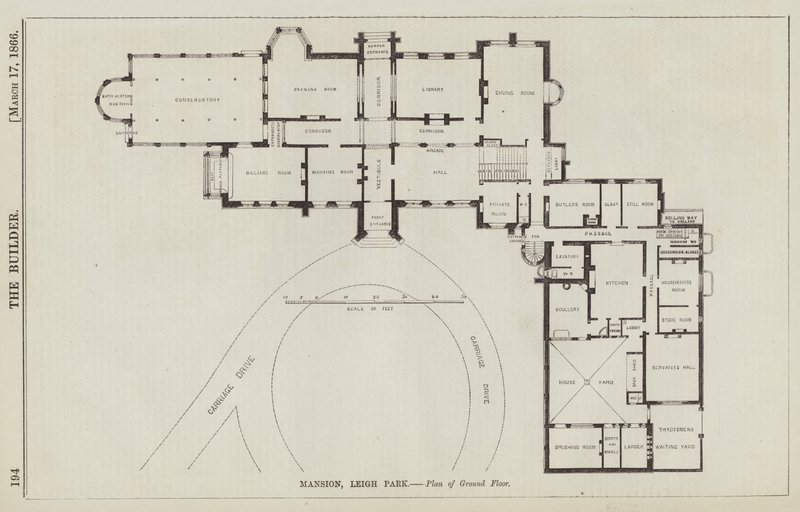 Konak, Leigh Park, Zemin Kat Planı (gravür) by English School