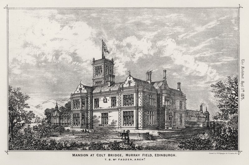 Mansion, Colt Bridge, Murray Field, Edinburgh (gravür) by English School