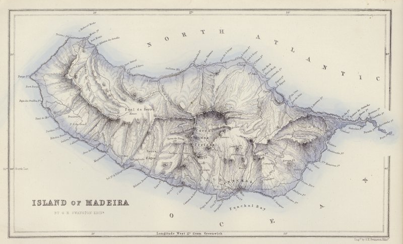 Harita: Madeira Adası, GH Swanston, Edinburgh (renkli taş) by English School
