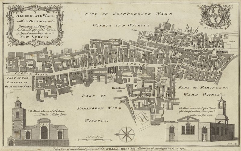 Aldersgate Ward Haritası, Londra Şehri by English School