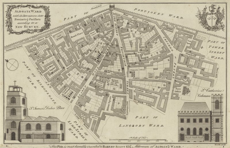 Aldgate Ward, Londra Haritası by English School