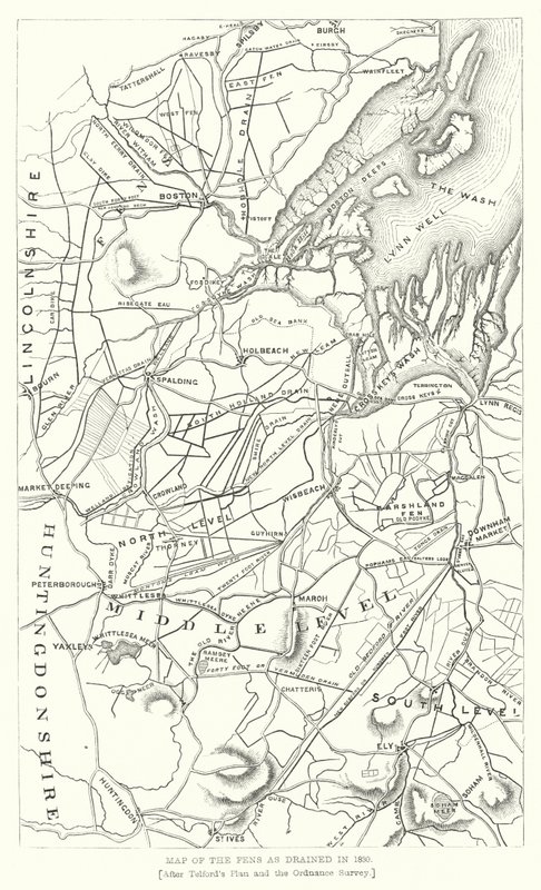 1830 yılında boşaltılmış olarak Fens Haritası (gravür) by English School