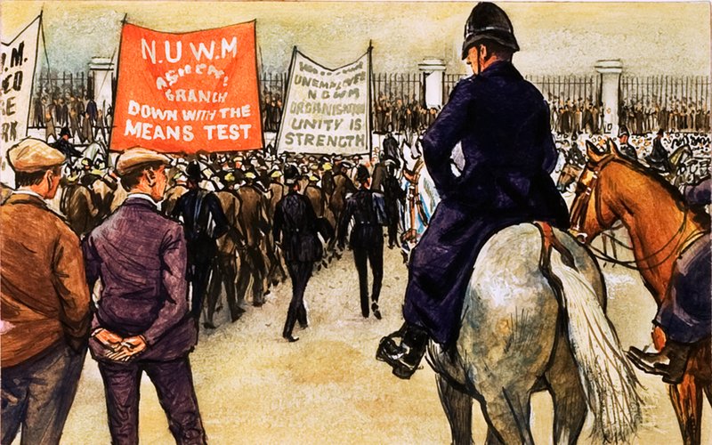 Marchers during the Depression by English School