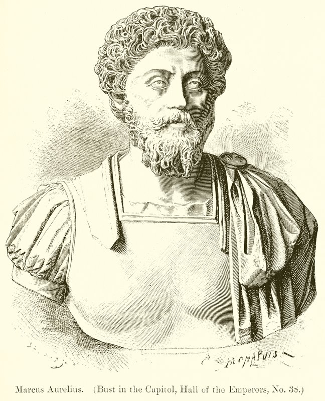 Marcus Aurelius. (Başkentteki Büst, İmparatorlar Salonu, No. 38) by English School