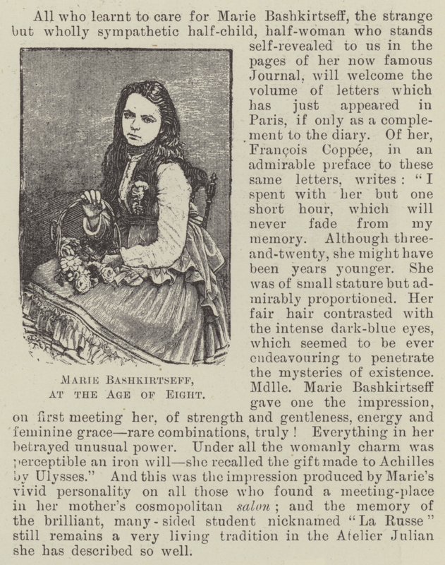 Marie Bashkirtseff, Sekiz Yaşında (gravür) by English School