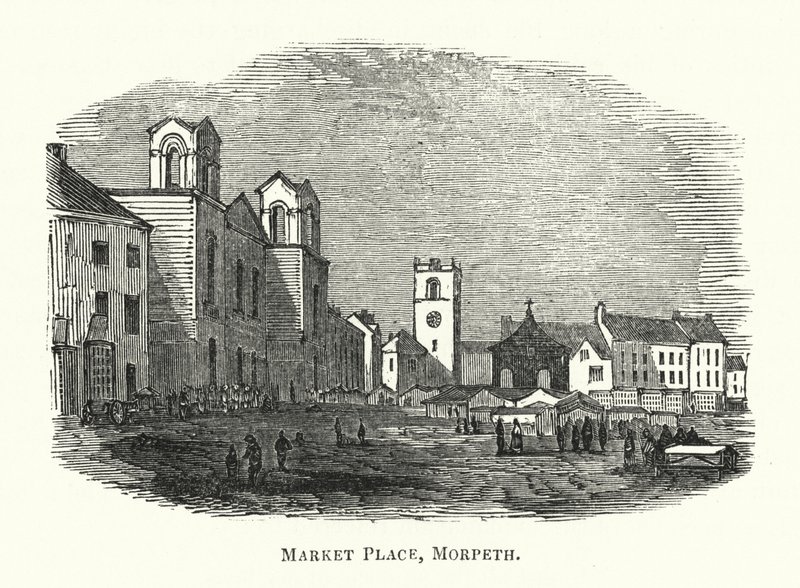 Pazar Yeri, Morpeth (gravür) by English School