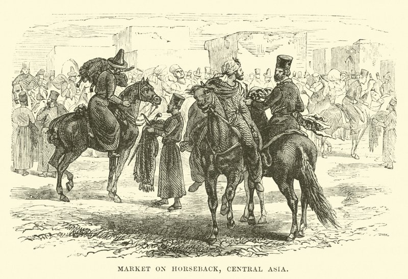At sırtında pazar, Orta Asya by English School