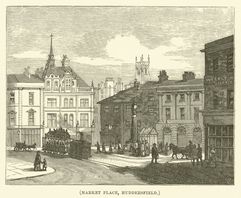 Pazar yeri, Huddersfield (gravür) by English School
