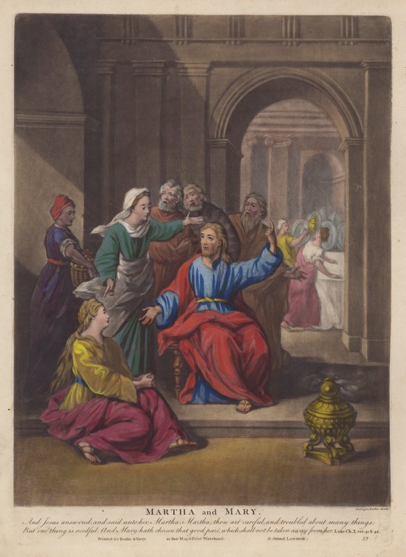 Martha ve Mary (renkli taş) by English School