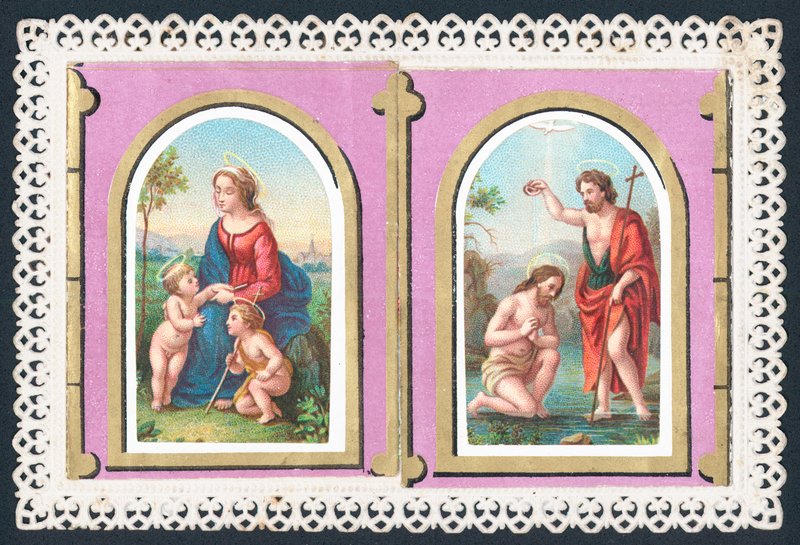 Meryem, İsa ve Melekler, Noel Kartı by English School
