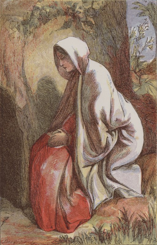 Bahçede Mecdelli Meryem (renkli gravür) by English School