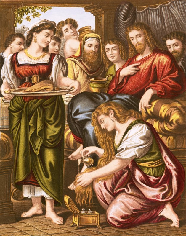 Mary anointing the feet of Jesus by English School