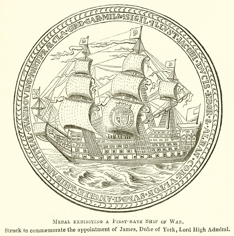 Birinci Sınıf Savaş Gemisini Sergileyen Madalya by English School