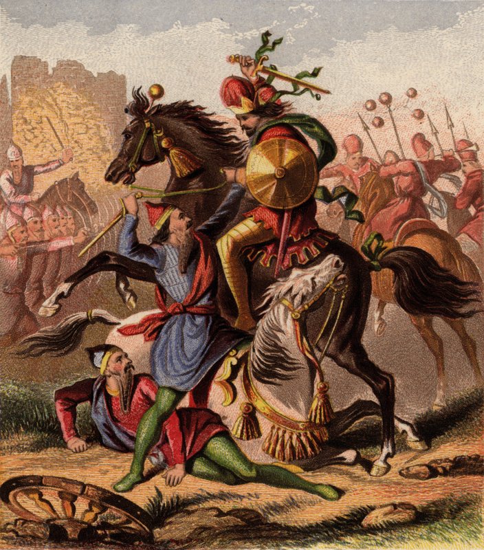Medler ve Persler savaşta (chromolitho) by English School