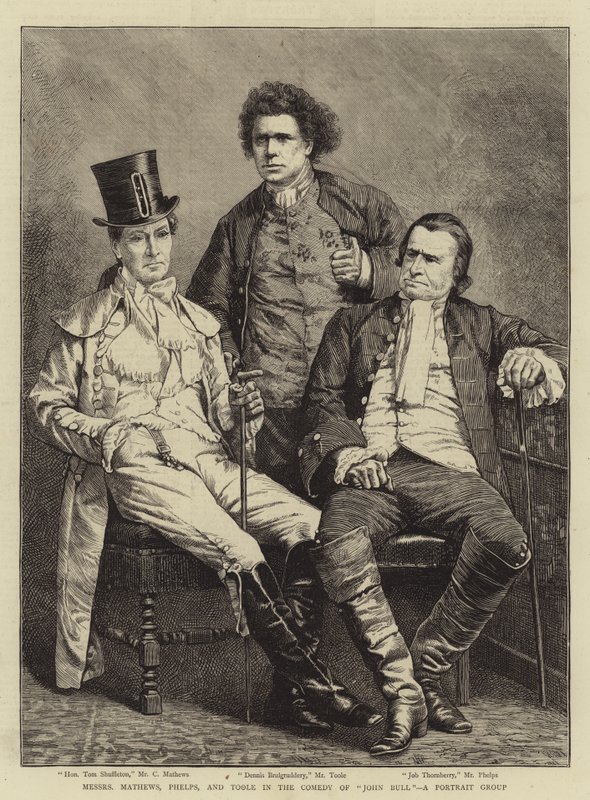 Bir Portre Grubu olan "John Bull" Komedisinde Messers Mathews, Phelps ve Toole (gravür) by English School