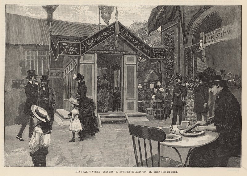Maden suları; Messrs J Schweppe & Co, 51 Berners Caddesi by English School