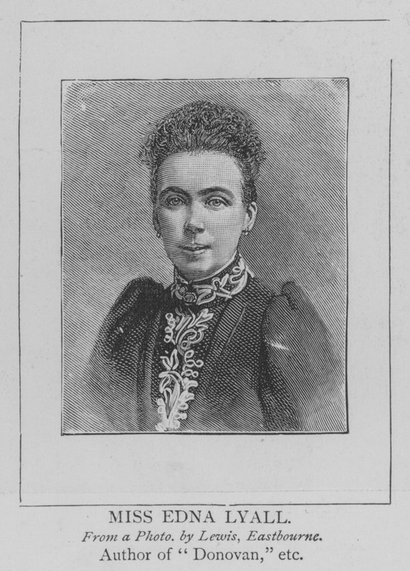 Bayan Edna Lyall (gravür) by English School