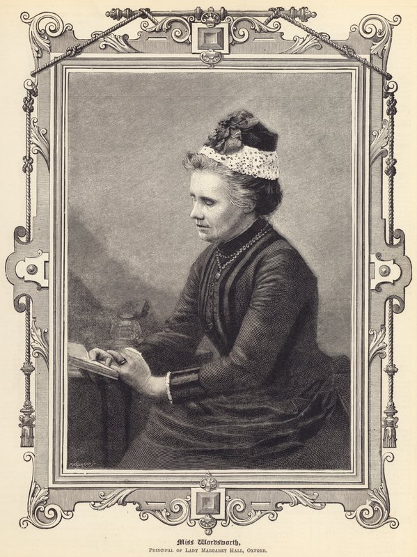 Bayan Wordsworth, Lady Margaret Hall Müdürü, Oxford (gravür) by English School