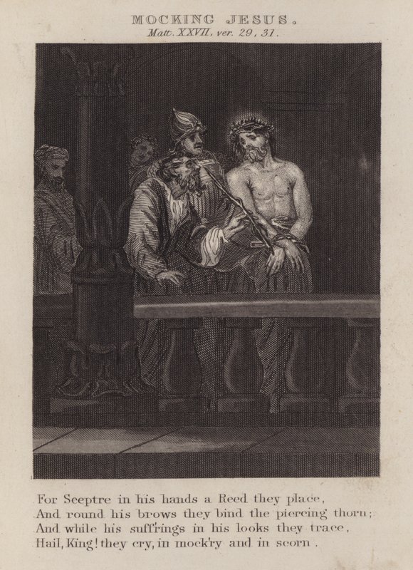 İsa ile alay etmek, Matta XXVII, ver 29, 31 (gravür) by English School