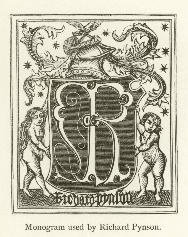 Richard Pynson tarafından kullanılan monogram by English School