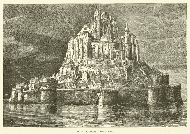 Mont St Michel, Normandiya (gravür) by English School