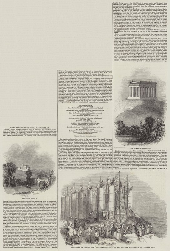 Durham geç Earl Anıtı (gravür) by English School