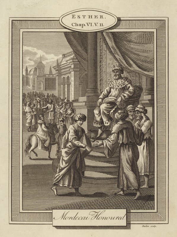 Mordecai Honored, Ester, Bölüm VI, Ayet 11 (gravür) by English School