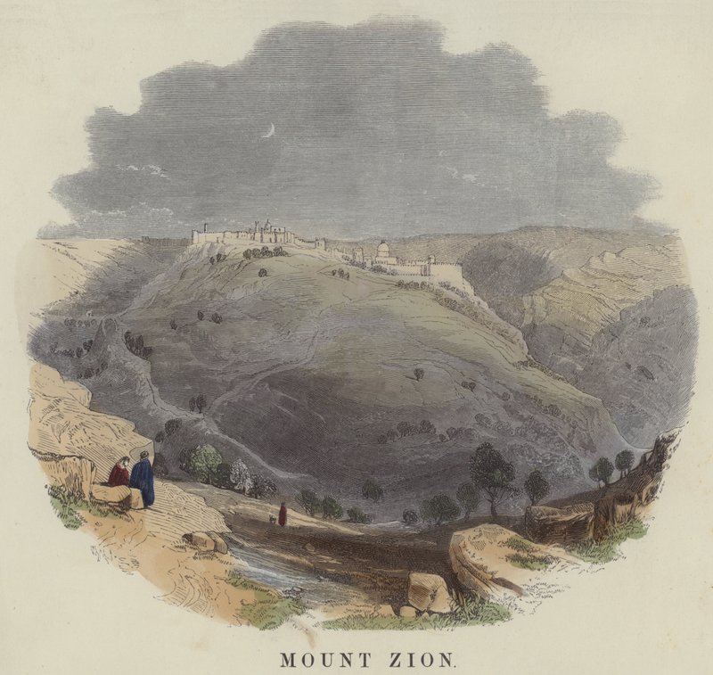 Zion Dağı (renkli gravür) by English School