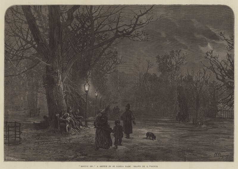 "Devam Ediyor", St James's Park'ta Bir Eskiz (gravür) by English School