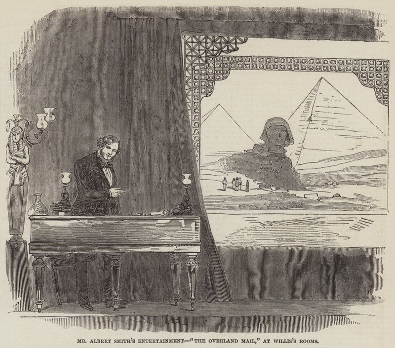 Willis's Rooms'ta Bay Albert Smith's Entertainment, "The Overland Mail" (gravür) by English School