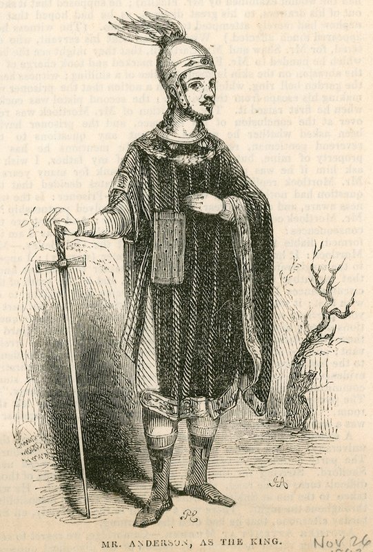 Bay Anderson, oyunun baş rolünde King Arthur, Drury Lane Tiyatrosu, Londra by English School