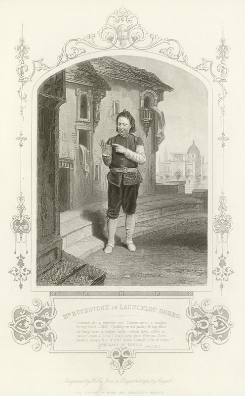 Bay Buckstone Launcelot Gobbo, Venedik Taciri rolünde by English School