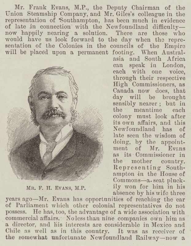 Bay FH Evans, MP (gravür) by English School