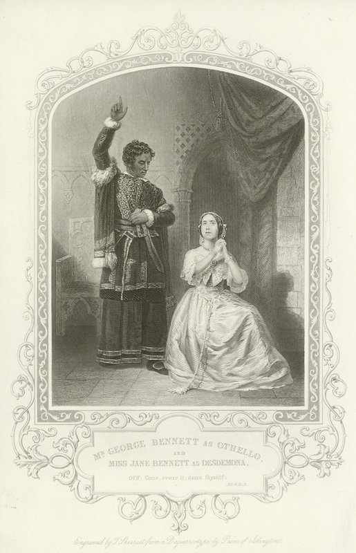 Bay George Bennett Othello rolünde ve Bayan Jane Bennett Desdemona, Othello, Act IV, Scene II rolünde by English School