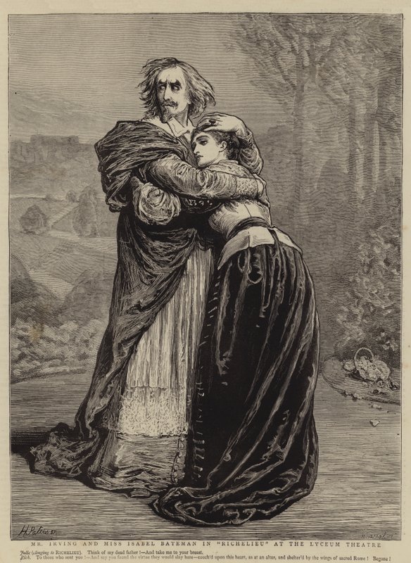 Bay Irving ve Bayan Isabel Bateman, Lyceum Tiyatrosu'ndaki "Richelieu" da (gravür) by English School