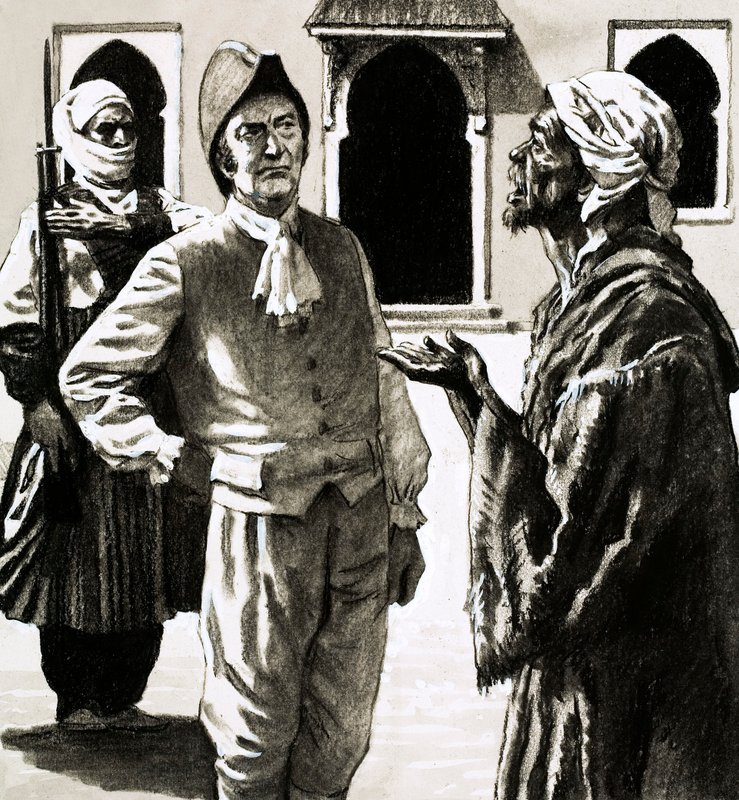 Bay Joseph Dupois, bedraggled bir yaratıkla karşı karşıya kaldı (kağıt üzerinde guaj) by English School