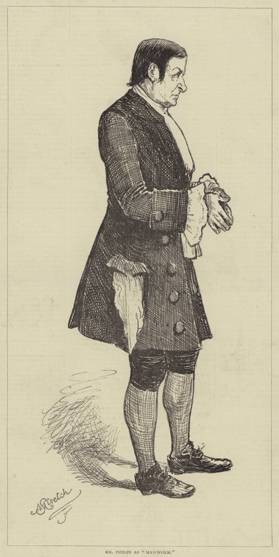 Bay Phelps "Mawworm" olarak (gravür) by English School