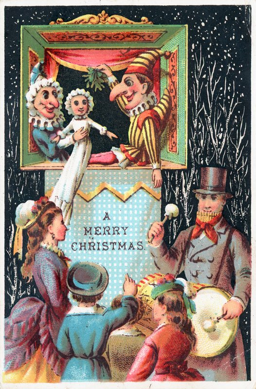 Bay Punch ökseotu tutan Noel kartı by English School