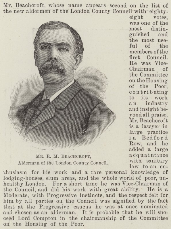 Bay RM Beachcroft, Londra İl Meclisi Alderman (gravür) by English School