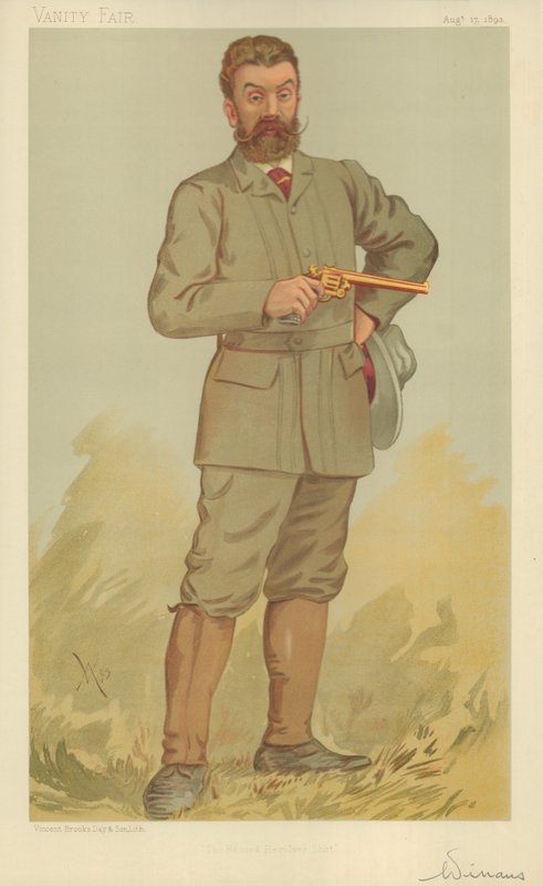 Bay Walter Winans, Rekor tabanca vuruşu, 17 Ağustos 1893, Vanity Fair karikatürü by English School