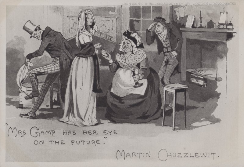 Bayan Gamp, Martin Chuzzlewit (s/b fotoğraf) by English School