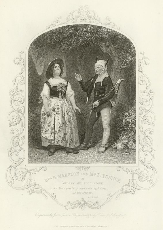 Bayan H Marston ve F Younge, Audrey ve Touchstone olarak, İstediğiniz Gibi, Bölüm V, sahne iv by English School