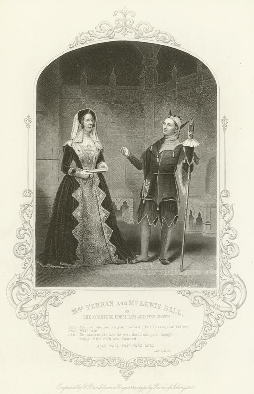 Bayan Ternan ve Bay Lewis Ball, Kontes Rousillon ve palyaçosu, İyi Biten Her Şey İyi, Perde I, sahne iii by English School