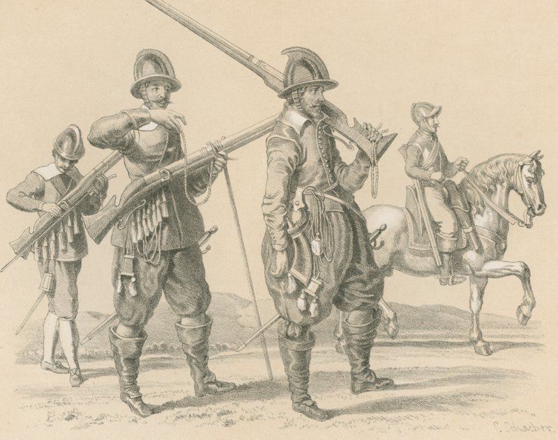 Silahşörler veya Fusiliers ve Süvari, Yaklaşık 1650 by English School