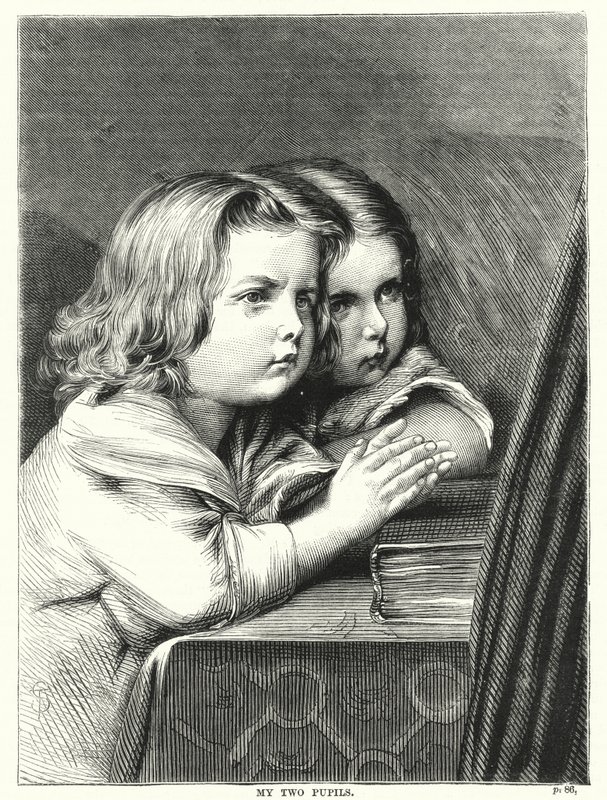 İki öğrencim (gravür) by English School
