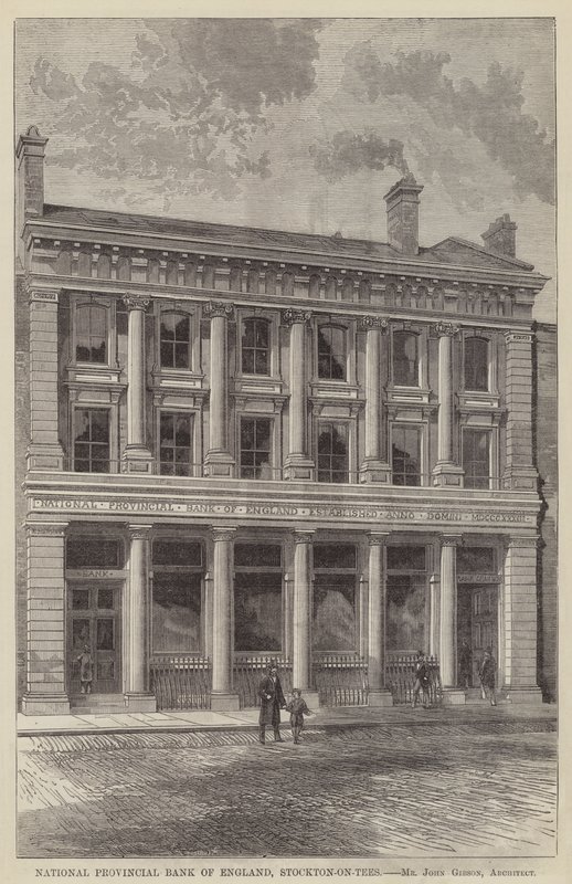 İngiltere Ulusal İl Bankası, Stockton-on-Tees (gravür) by English School