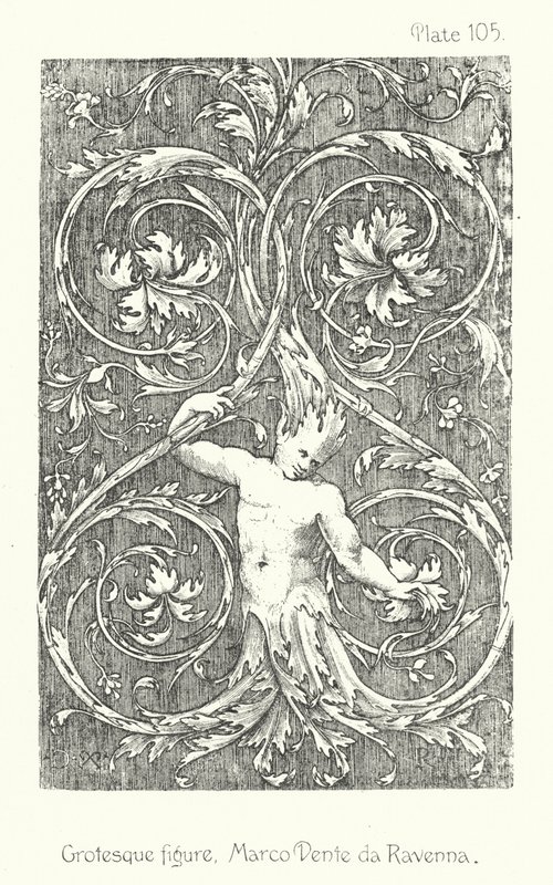 Süslemede Doğa: Grotesk figür, Marco Dente da Ravenna (lito) by English School