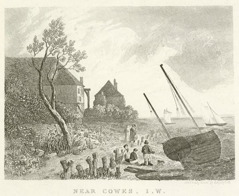 Cowes yakınlarında, Wight Adası (gravür) by English School